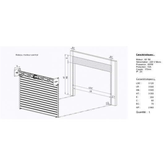 Rideau Métallique Galvanisé Motorisé   L3mxH3m