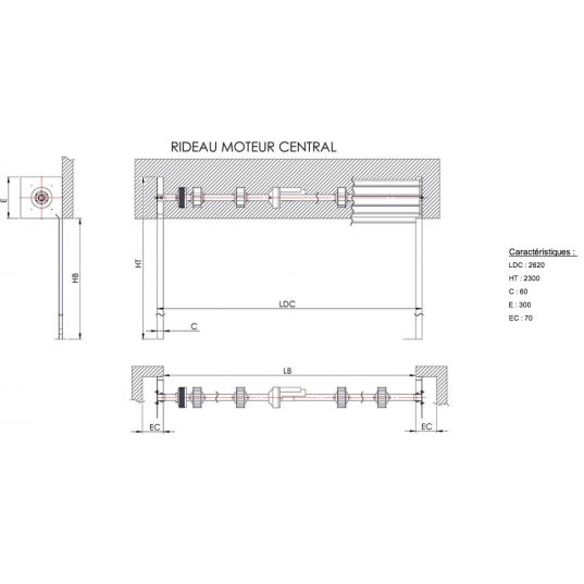 Rideau Métallique Galvanisé Motorisé   L2.5mxH2m