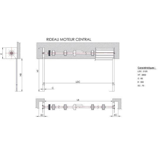 Rideau Métallique Galvanisé Motorisé  L3mxH3.5m
