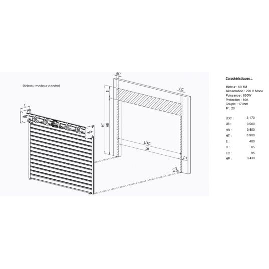Rideau Métallique isolé galvanisé L3mxH3.5m