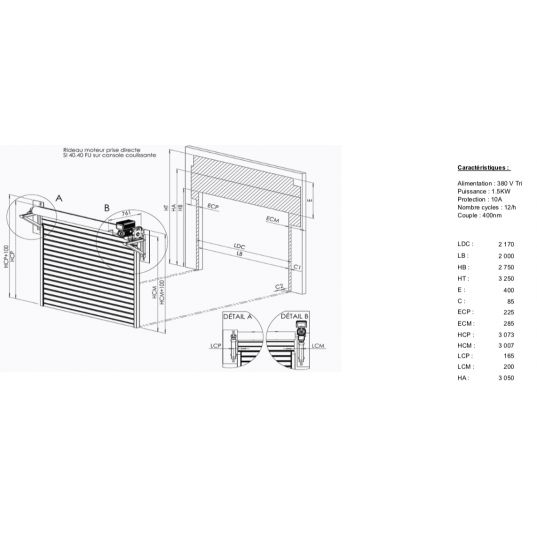 Rideau Métallique Rapide L2mxH2.75m