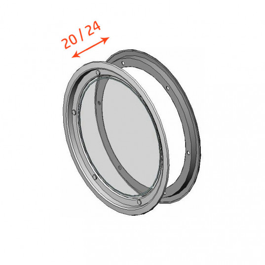 Hublot rond 310mm à visser blanc 1 vitre porte 22 à 24 mm