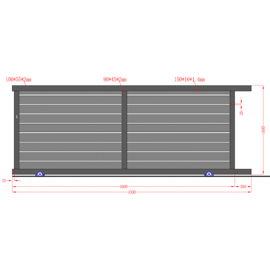 Portail Aluminium Coulissant RAL7016 L4mxH1,60m TOKYO