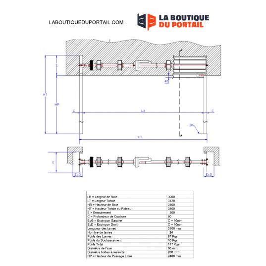 Rideau Métallique Galvanisé Motorisé L3000xH2500CLASSIC BOX