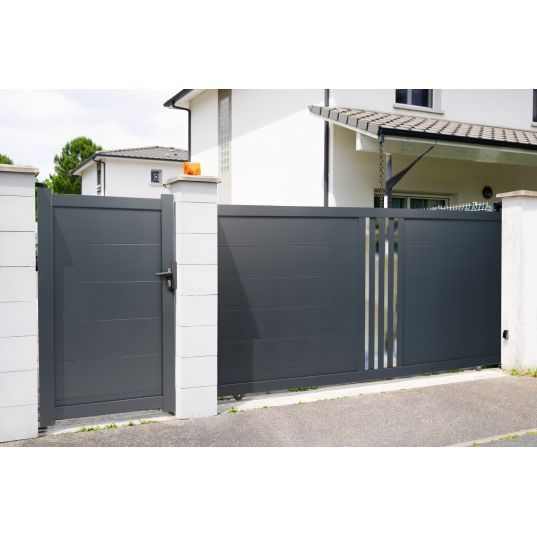 Portail Aluminium Coulissant MOSCOU RAL 7016 L4mxH1,70m motorisé Livré avec son Kit MotorisationNICE HOME FILO 400