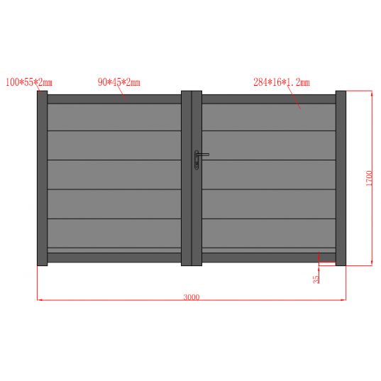 Portail Aluminium Battant RIO RAL 7016 L3mxH1,70m motorisé Livré avec son Kit MotorisationNICE HOME MAESTRO 200