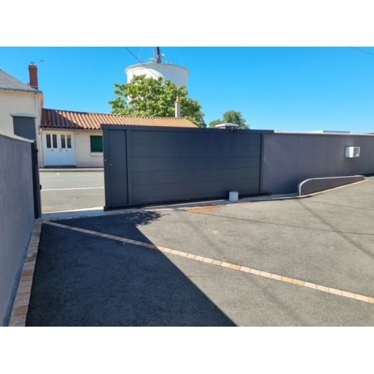 Portail Aluminium Coulissant OSLO RAL 7016 L3,5mxH1,70m motorisé Livré avec son Kit MotorisationNICE HOME FILO 400