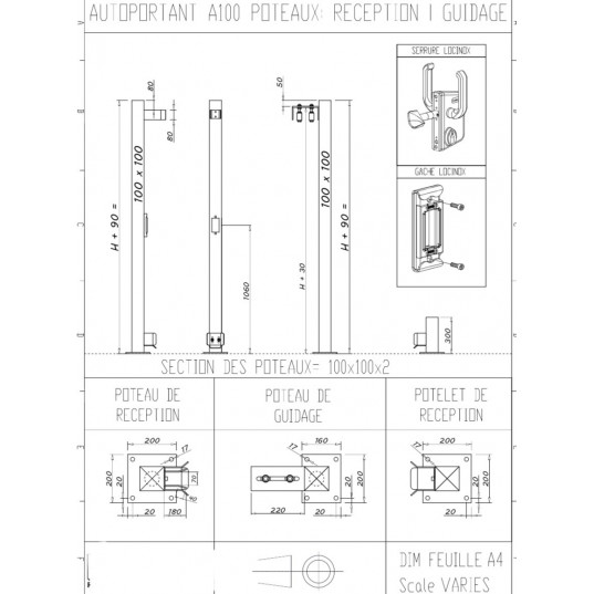 Portail industriel coulissant autoportant 6mx1.5m manuel