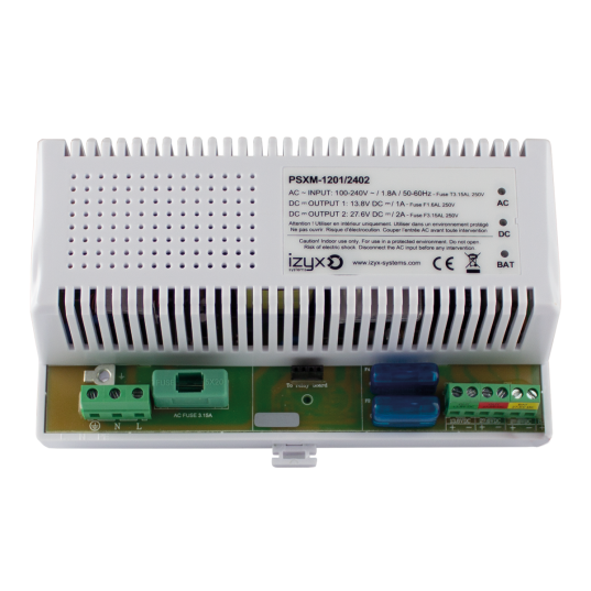 Module alim. charg. PSXM 10M 230V AC / 12V DC (13,8V) / 1A + 24V DC (27,6V) / 2A