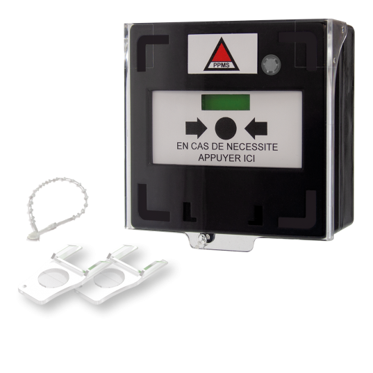 Déclencheur manuel noir 1 contact Reset façade + capot, 2 clés, scellé