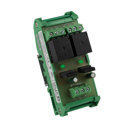 Relais rail DIN 12-30V AC/DC 2 relais / 2 LEDs Max. 250V AC / 10A - 30V DC / 10A