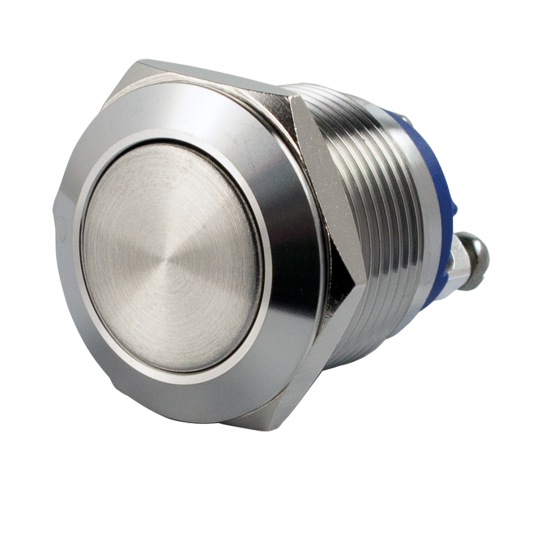Bouton poussoir acier inox diam. 19 mm Contact NO+NC (V)