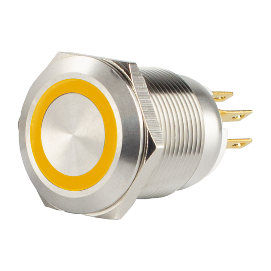 Bouton poussoir acier inox diam. 19 mm Contact NO+NC (V)