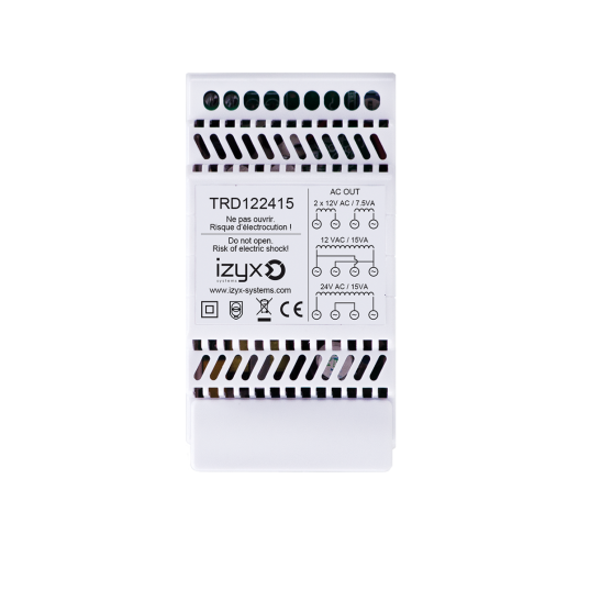 Transformateur rail DIN 3M 230V AC / 12/24V AC / 15VA (1,25A/0,625A)