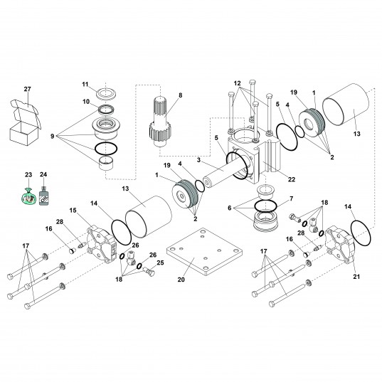 750 / verin hydraulique standard ouverture 100° (avant 2003)