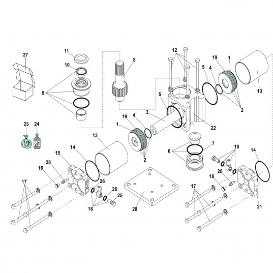 750 / verin hydraulique standard ouverture 180° (avant 2003)