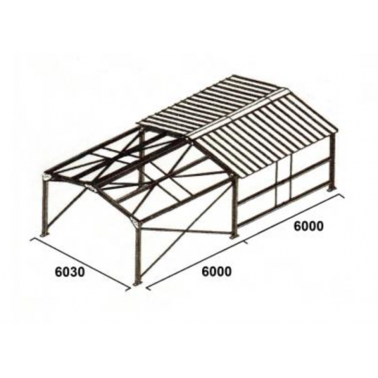Bâtiment Métallique Double Pente 72m² de 6 mètres par 12 mètres