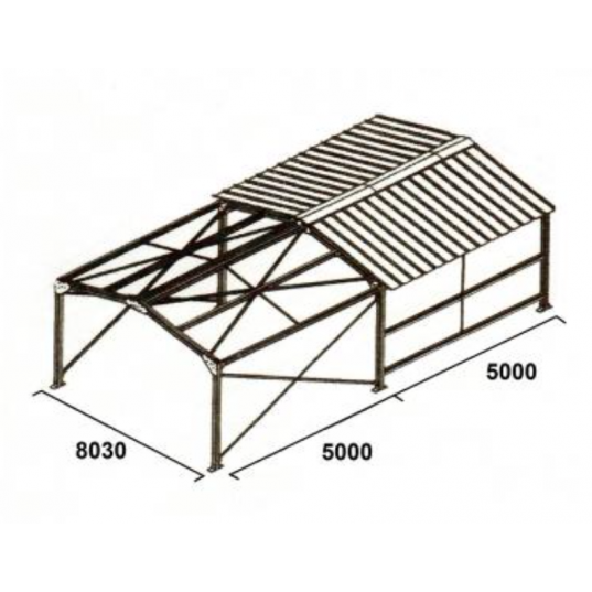 Bâtiment Métallique Double Pente 80m² de 8 mètres par 10 mètres