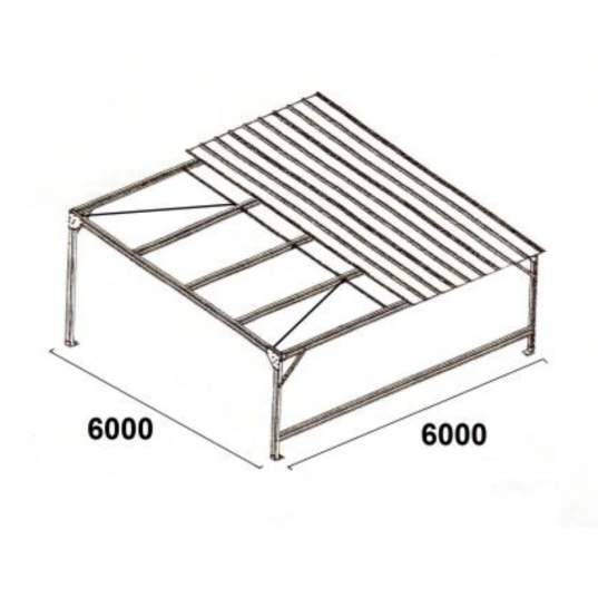 Abri Métallique Monopente 36m² de 6 mètres par 6 mètres