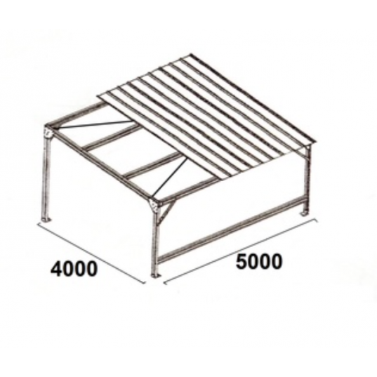 Abri Métallique Monopente 20m² de 5 mètres par 4 mètres