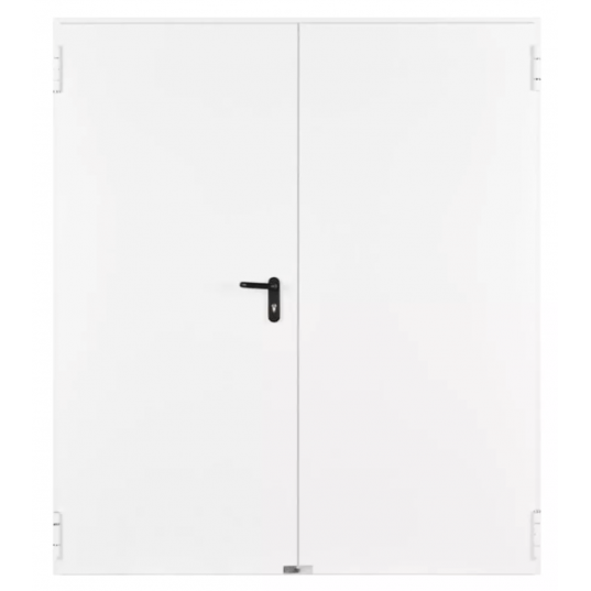 Porte Métallique Industrielle Coupe Feu 1H Droite Poussant Double 2 Vantaux L(800+800) X H2050 RAL 9010