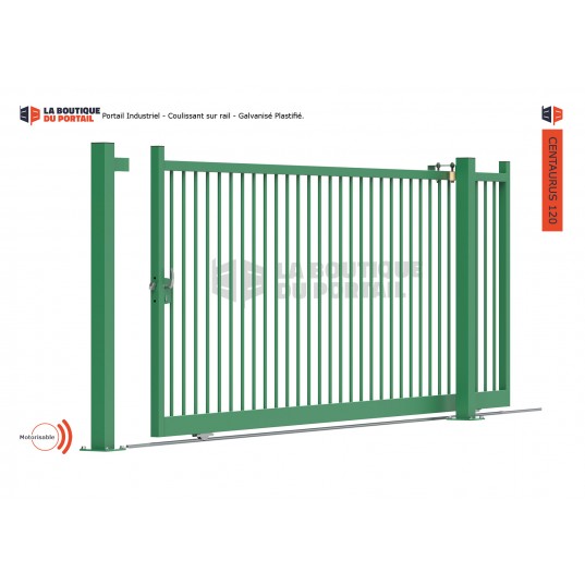 Portail Industriel Coulissant Galvanisé Plastifié L4000 H2000 CENTAURUS120 Manuel Barreaudé