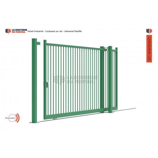 Portail Industriel Coulissant Galvanisé Plastifié L4000 H2200 CENTAURUS120 Manuel Barreaudé