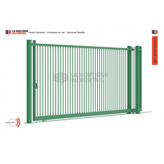 Portail Industriel Coulissant Galvanisé Plastifié L6000 H2200 CENTAURUS120 Manuel Barreaudé