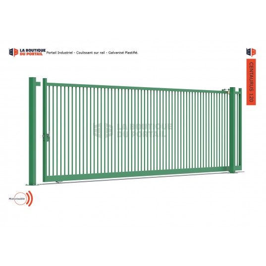 Portail Industriel Coulissant Galvanisé Plastifié L7000 H2000 CENTAURUS120 Manuel Barreaudé