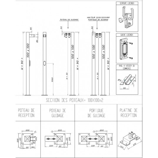 Portail Industriel Coulissant Galvanisé Plastifié L6000 H2000 CENTAURUS200 Manuel Barreaudé