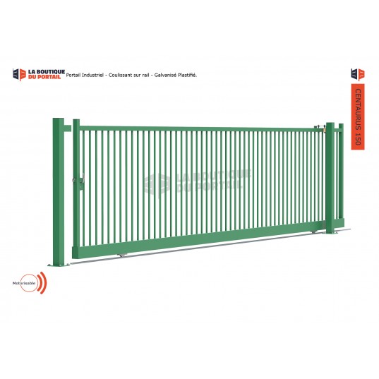 Portail Industriel Coulissant Galvanisé Plastifié L7000 H1700 CENTAURUS150 Manuel Barreaudé