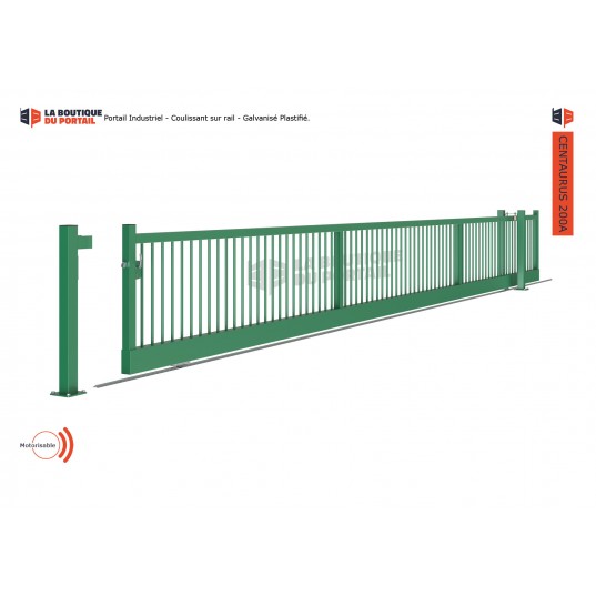 Portail Industriel Coulissant Galvanisé Plastifié L10000 H2500 CENTAURUS200 Manuel Barreaudé