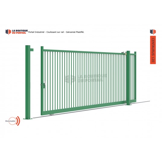 Portail Industriel Coulissant Galvanisé Plastifié L5000 H1700 CENTAURUS120 Manuel Barreaudé