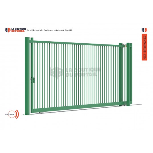 Portail Industriel Coulissant Galvanisé Plastifié L5000 H2500 CENTAURUS120 Manuel Barreaudé
