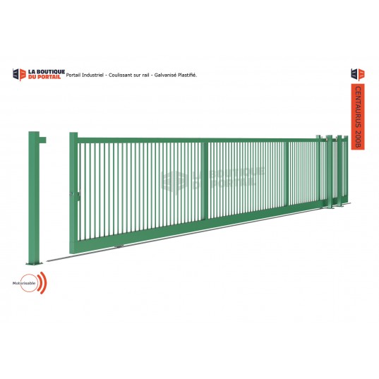 Portail Industriel Coulissant Galvanisé Plastifié L12000 H2000 CENTAURUS200 Manuel Barreaudé