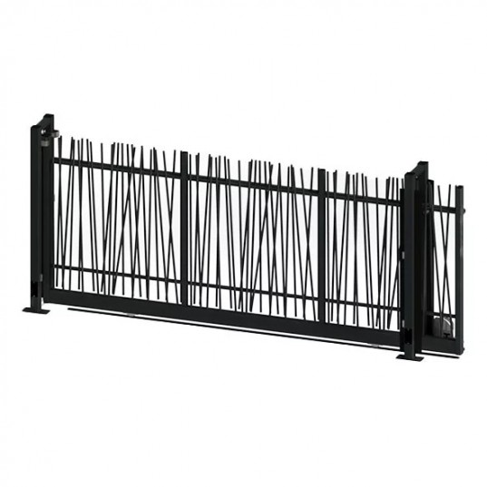 Portail Industriel Coulissant Galvanisé Plastifié L7000 H2000 Bambou Manuel Bambou