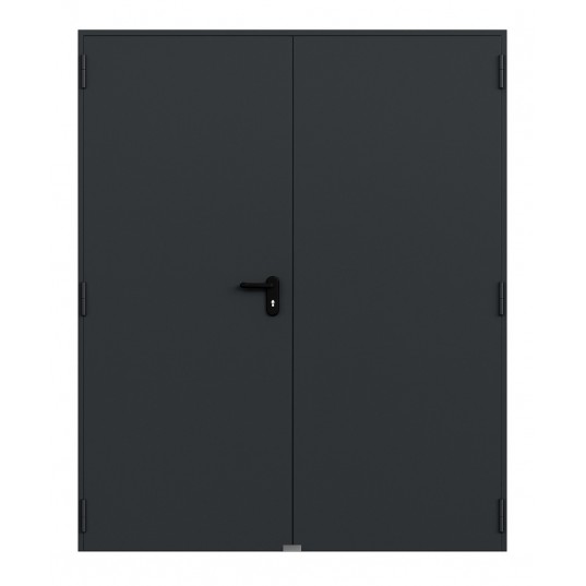 Porte Métallique Industrielle Coupe Feu 2H Double L838+837 H2065 RAL7016 En Applique