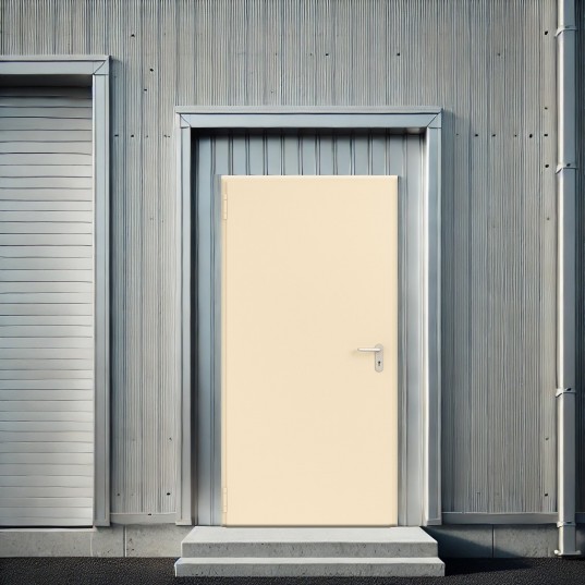 Porte Métallique Industrielle Coupe Feu 2H L1075 H2065 RAL1013 En Applique