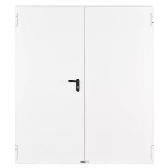 Porte Métallique Industrielle De Service Double L1000+1000 H2050 RAL9010 En Tunnel