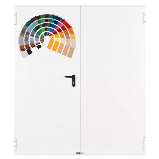 Porte Métallique Industrielle Coupe Feu 1H Double L1000+1000 H2150 RAL7035 En Applique