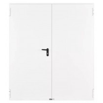 Porte Métallique Industrielle De Service Double L900+400 H2150 RAL9010 En Tunnel