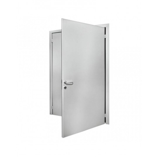 Porte Métallique Industrielle Coupe Feu 1H Double L900+900 H2050 RAL7035 En Tunnel