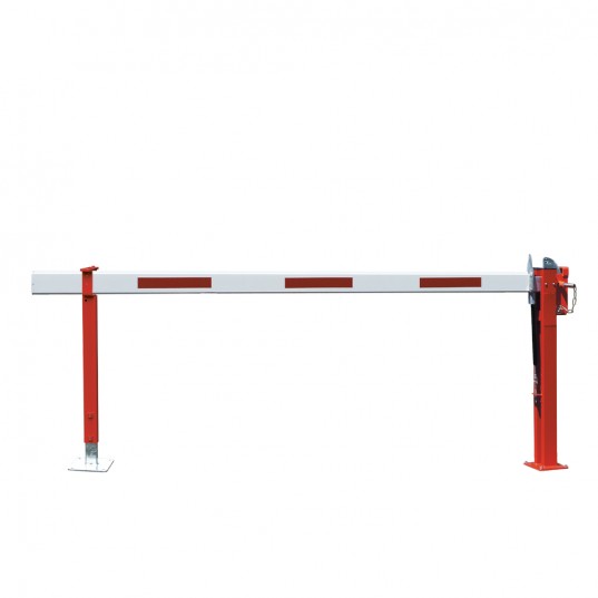 Barrière Levante À Vérin Laquée Rouge/Blanc Avec Support Lisse Sur Platine WES-31 Passage 3M